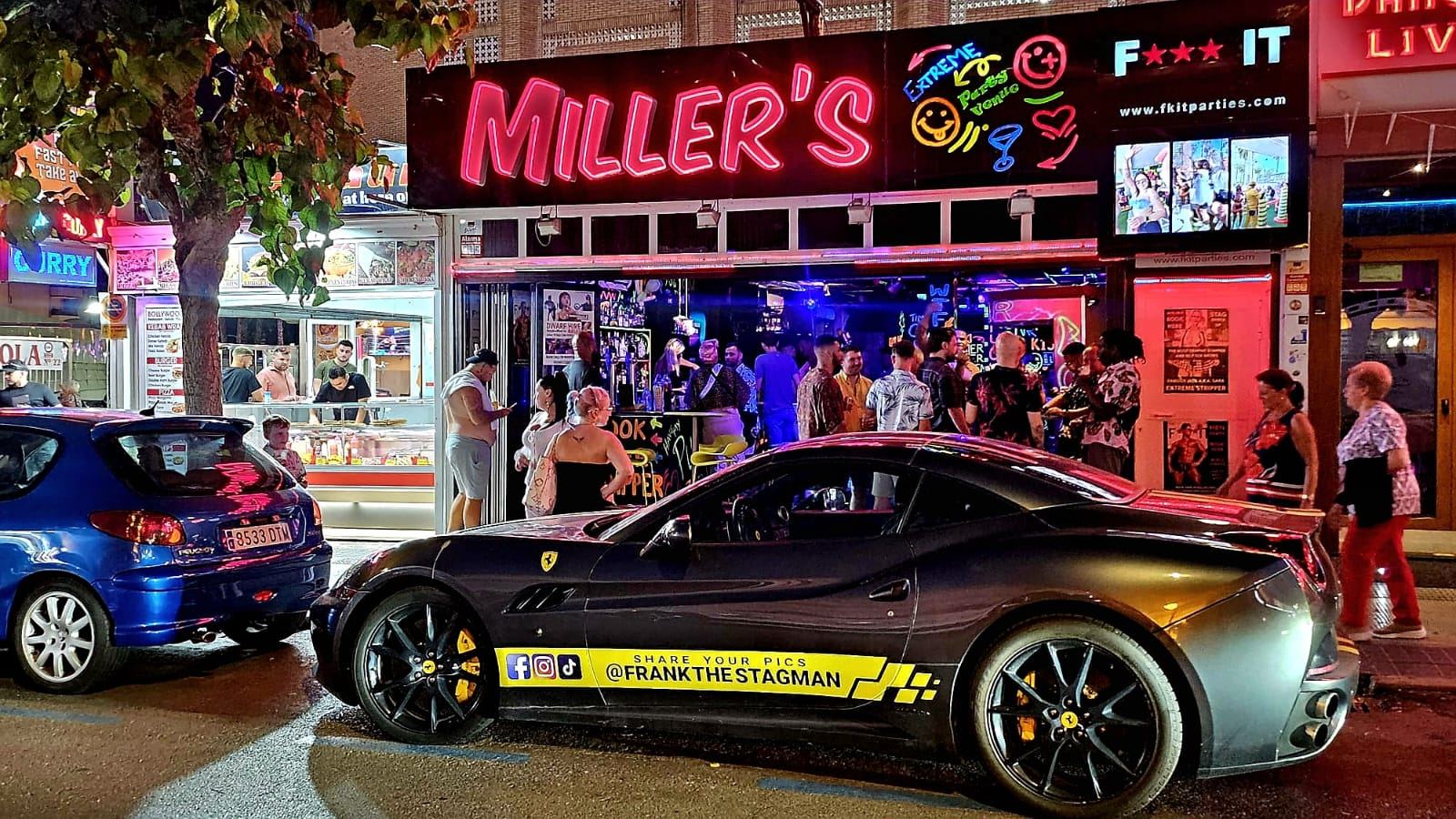A night on the Benidorm strip outside Millers, Stagman World